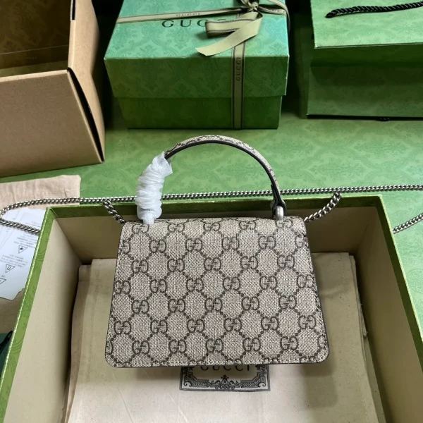 GUCCI Dionysus迷你米棕帆布斜背包-752029：圖片 3