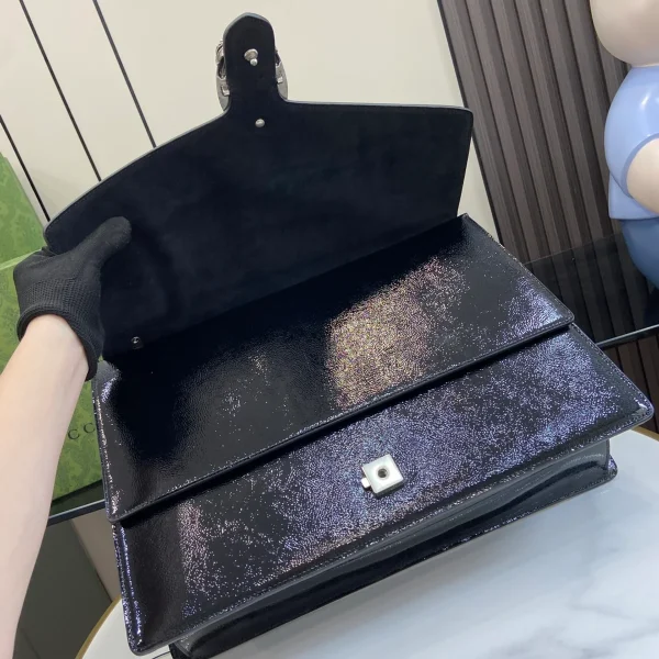 GUCCI Dionysus大號黑色漆皮肩揹包-795003：圖片 7