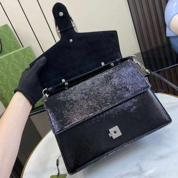 GUCCI Dionysus中號黑漆皮斜挎包-795007：圖片 7