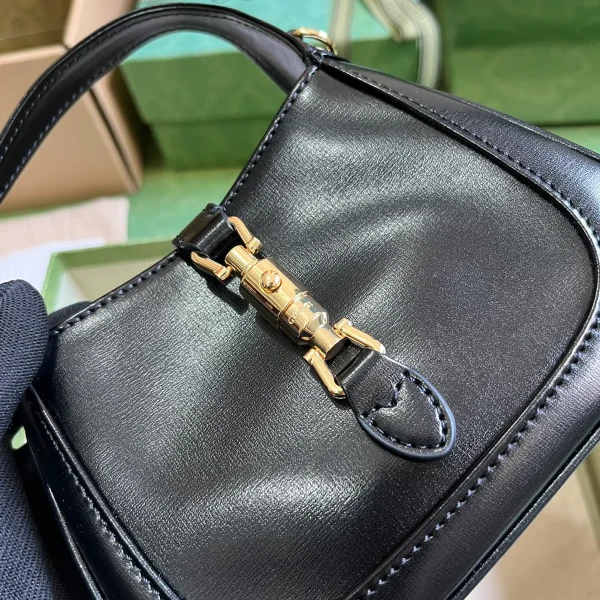 GUCCI Jackie 1961迷你黑色皮革斜揹包-760249：圖片 6