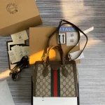 GUCCI Ophidia米棕帆布手挽包-547551：圖片 3