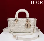 Dior Lady 奶白小牛皮單肩包中號MM-M0540：圖片 2
