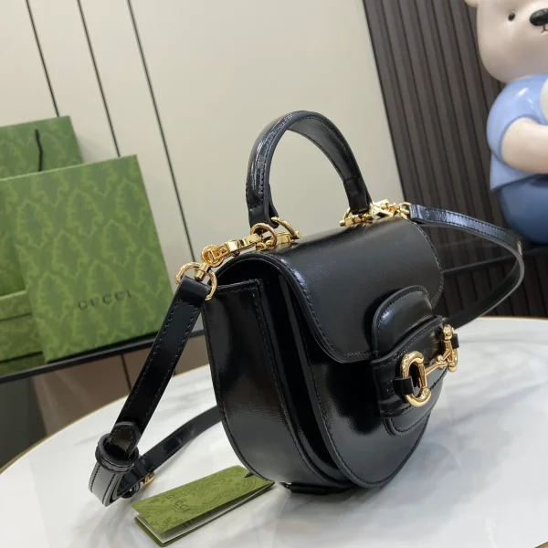 GUCCI Horsebit 1955米棕皮革肩揹包-781387：圖片 3