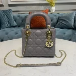 Dior Lady MINI 灰色羊皮斜挎包MINI-M0505：圖片 2