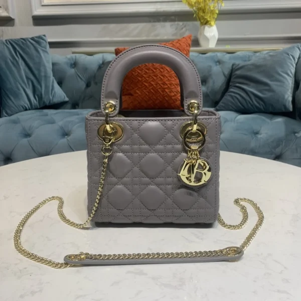 Dior Lady MINI 灰色羊皮斜挎包MINI-M0505：圖片 2