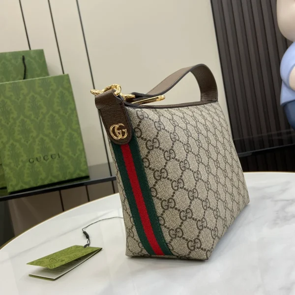 GUCCI Ophidia迷你米棕帆布肩揹包-795170：圖片 3