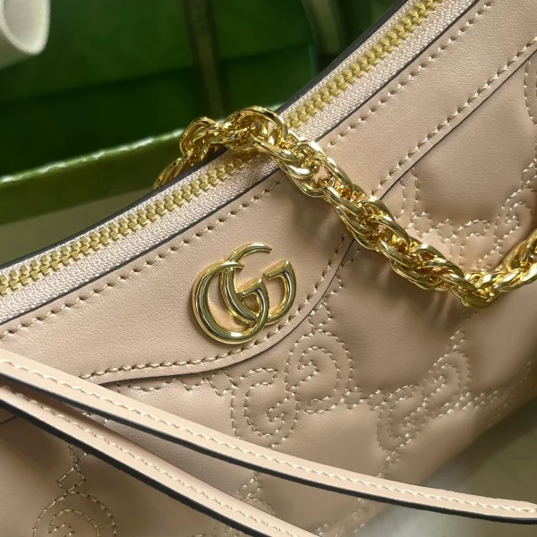 GUCCI GG Quilted中號粉米皮革斜背包-735049：圖片 5