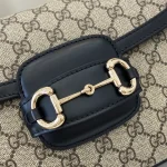 GUCCI Horsebit 1955小號米棕帆布肩揹包-815178：圖片 7