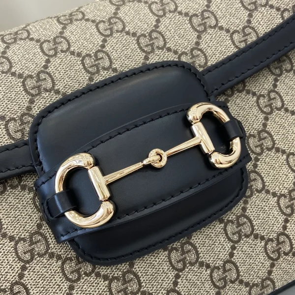 GUCCI Horsebit 1955小號米棕帆布肩揹包-815178：圖片 7