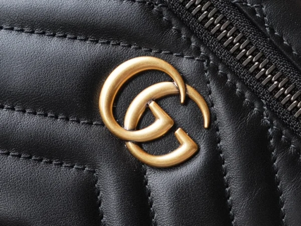 GUCCI GG Marmont黑色皮革手挽包-699515：圖片 13