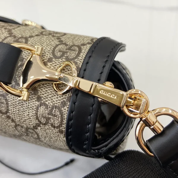 GUCCI Horsebit 1955小號黑色皮革手提包-815206：圖片 6