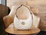 GUCCI GG Marmont白色皮革迷你斜揹包-699514：圖片 2