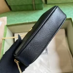 GUCCI GG Marmont黑色皮革斜揹包-772759：圖片 4