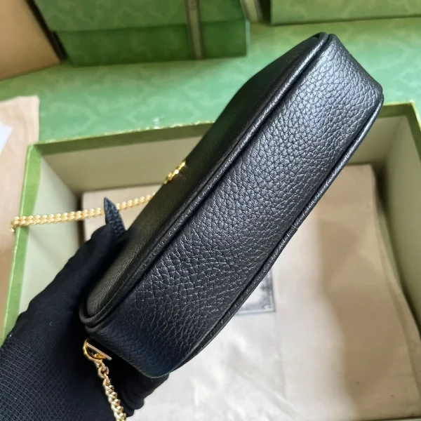 GUCCI GG Marmont黑色皮革斜揹包-772759：圖片 4