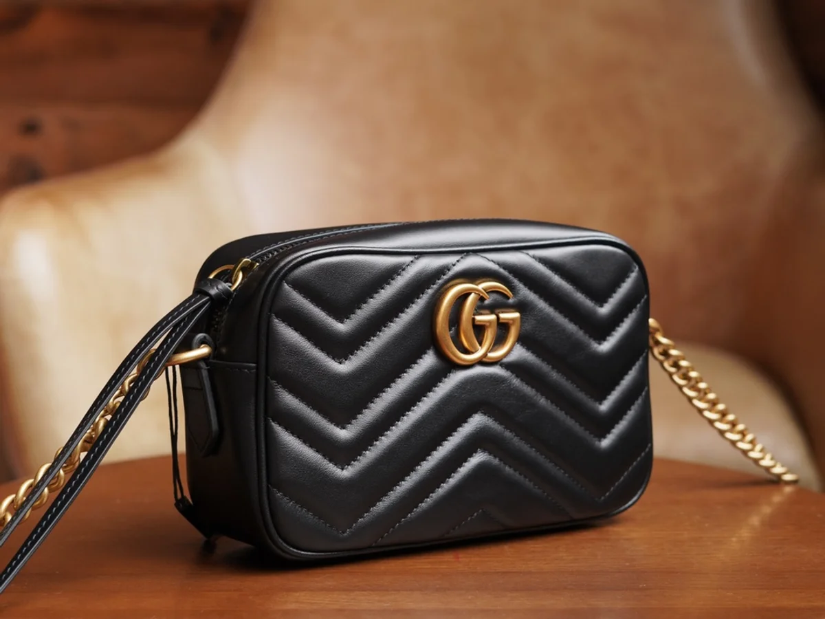 GUCCI GG Marmont黑色皺摺肩揹包-448065 3 GUCCI GG Marmont黑色皺摺肩揹包-448065