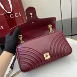 GUCCI GG Marmont小號灰褐皮革斜揹包-443497：圖片 8
