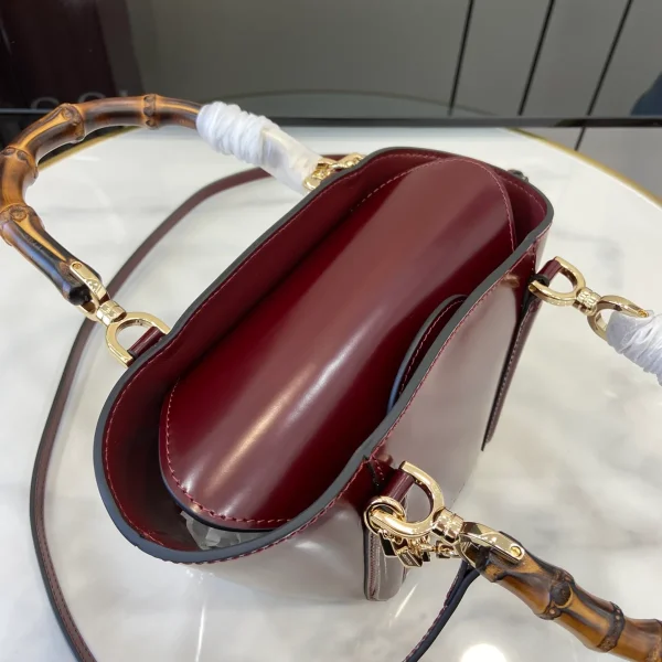 GUCCI Bamboo竹製開心果綠皮革手提包-805832：圖片 9