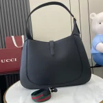 GUCCI Jackie大號黑色粒面斜揹包-813650：圖片 4