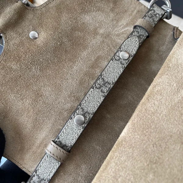 GUCCI GG Supreme小號米棕帆布斜背包-739496：圖片 6