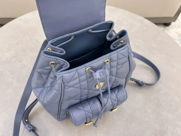 Dior Caro 藍色羊皮背包中號MM：圖片 9