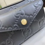 GUCCI GG Signature迷你黑色皮革肩揹包-781554：圖片 6