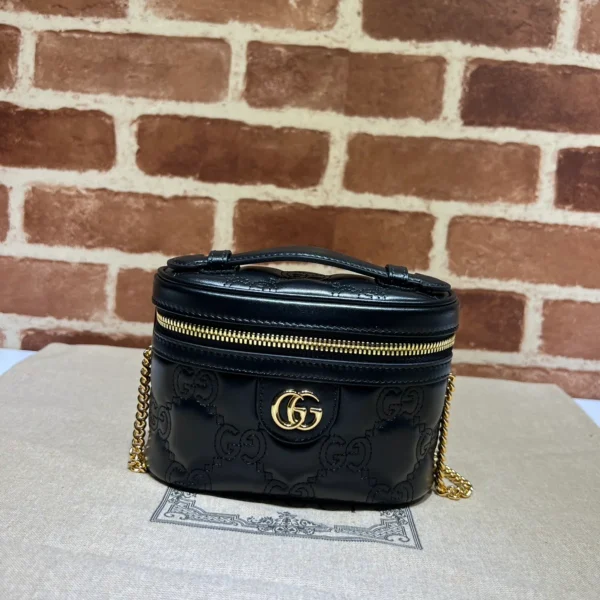 GUCCI GG Quilted黑色絎縫皮革手提包-723770：圖片 2