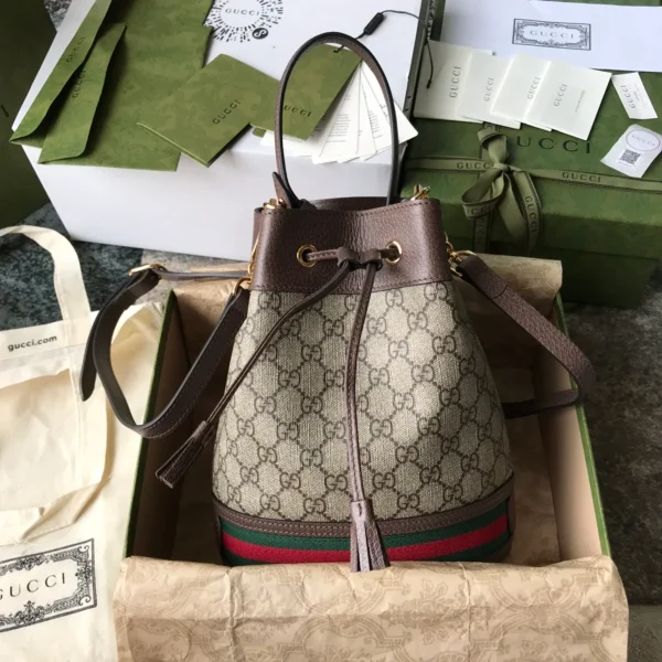 GUCCI Ophidia小號米棕帆布水桶包-550621：圖片 2