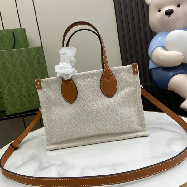 GUCCI Gucci Lido小號米棕帆布手提包-772144：圖片 4