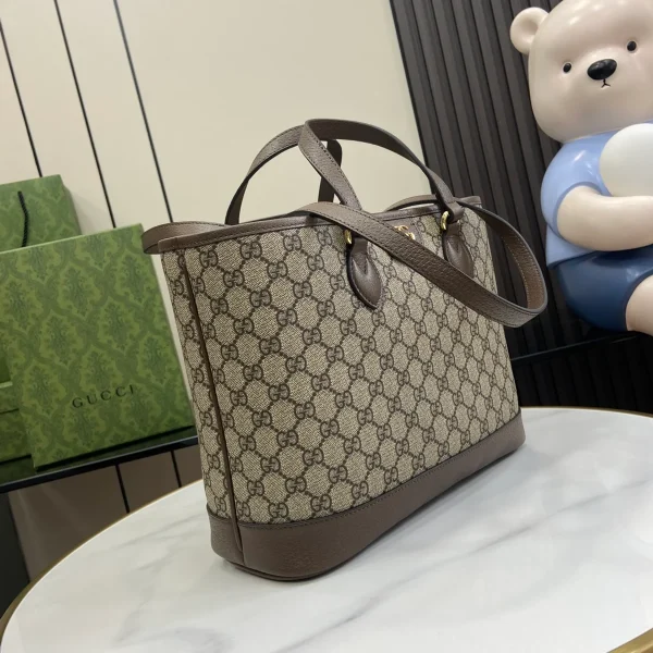 GUCCI Ophidia中號米白帆布手提包-765043：圖片 3