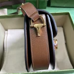 GUCCI Horsebit 1955迷你白色皮革肩揹包-760191：圖片 5