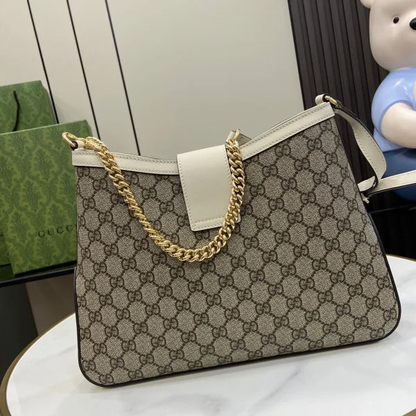 GUCCI GG Supreme中號米棕皮革斜揹包-795113：圖片 4