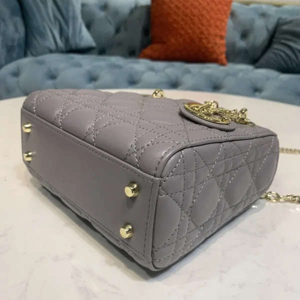 Dior Lady MINI 灰色羊皮斜挎包MINI-M0505：圖片 5