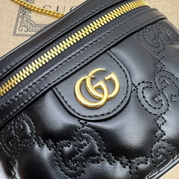 GUCCI GG Quilted黑色絎縫皮革手提包-723770：圖片 6