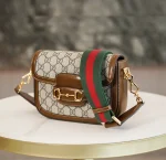 GUCCI Horsebit 1955白皮革斜揹包-658574：圖片 5