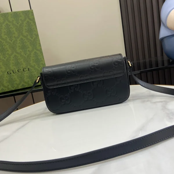 GUCCI GG Signature小號黑色皮革肩揹包-772794：圖片 4