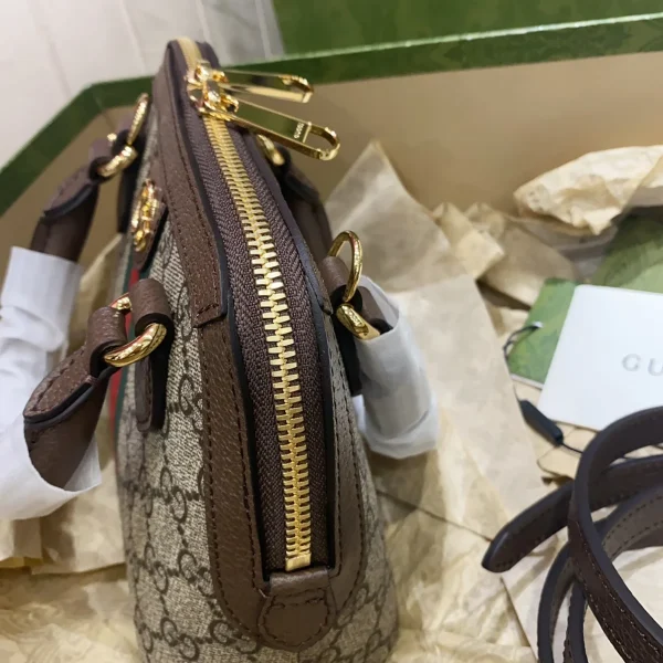 GUCCI Ophidia迷你米棕帆布手提包-772216：圖片 8
