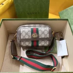 GUCCI Ophidia米棕帆布斜挎包-746308：圖片 2