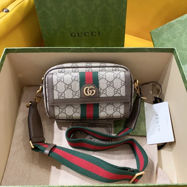 GUCCI Ophidia米棕帆布斜挎包-746308：圖片 2