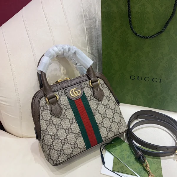 GUCCI Ophidia迷你米棕帆布手提包-772216：圖片 4