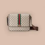 GUCCI Ophidia中米棕帆布郵差包-761741
