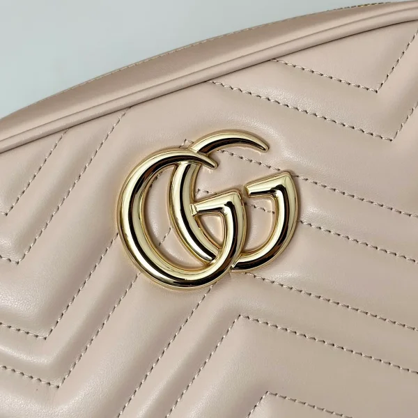 GUCCI GG Marmont小號粉紅皮革肩揹包-447632：圖片 7
