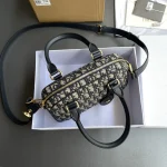 Dior D-Vibe 藍色皮革斜挎包中號MM-M1340：圖片 13