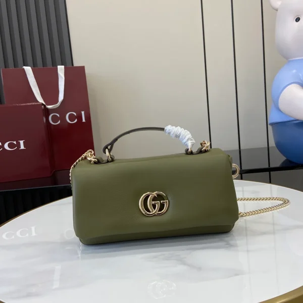 GUCCI GG Milano迷你綠色蓬鬆皮革斜揹包-806017：圖片 2