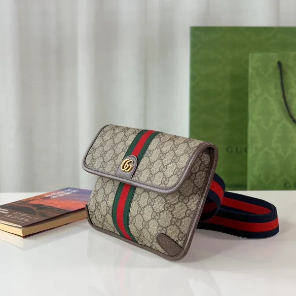 GUCCI Ophidia米棕帆布腰包-752597：圖片 3