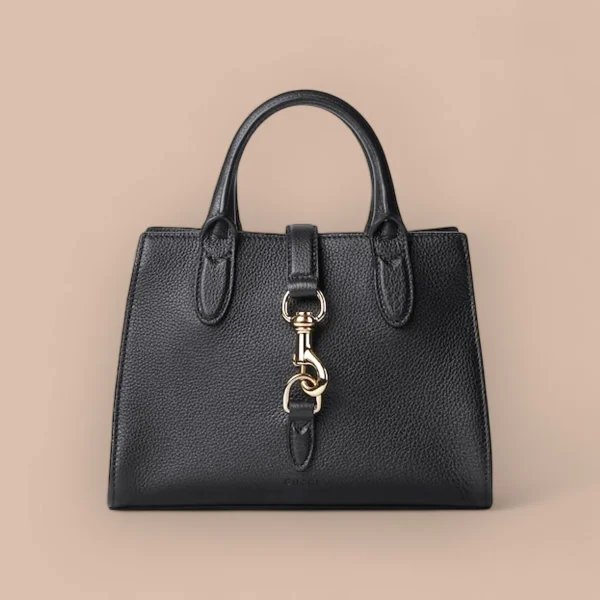 GUCCI Signature Elegance天然粒黑色皮革手提包-795349