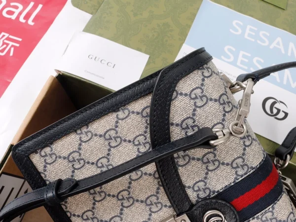 GUCCI Ophidia米棕帆布斜揹包-651055：圖片 5