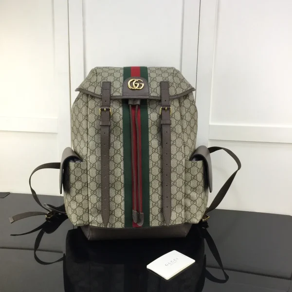 GUCCI Ophidia中號米棕皮革背包-598140：圖片 2