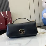 GUCCI GG Milano小號黑絎縫皮革手挽包-806016：圖片 2