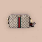 GUCCI Ophidia綠棕帆布斜揹包-699439