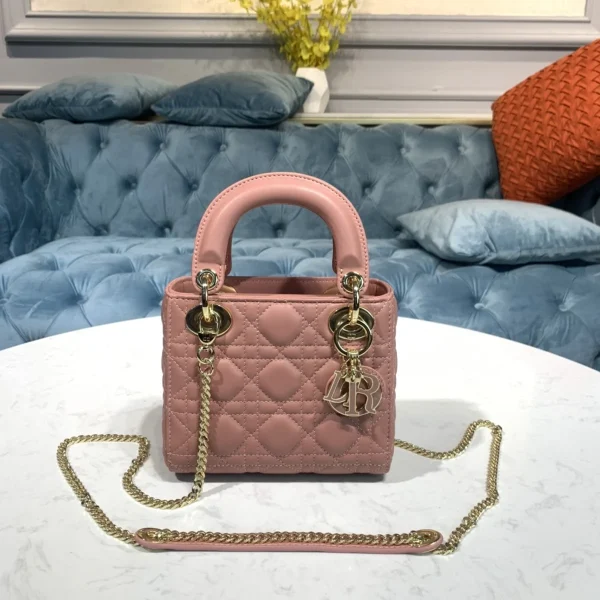 Dior Lady mini 粉紅羊皮包mini-M0505：圖片 2